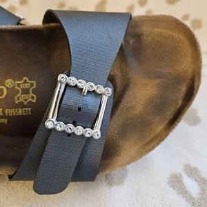 Dressy Birks in gunmetal with rhinestones! 42N